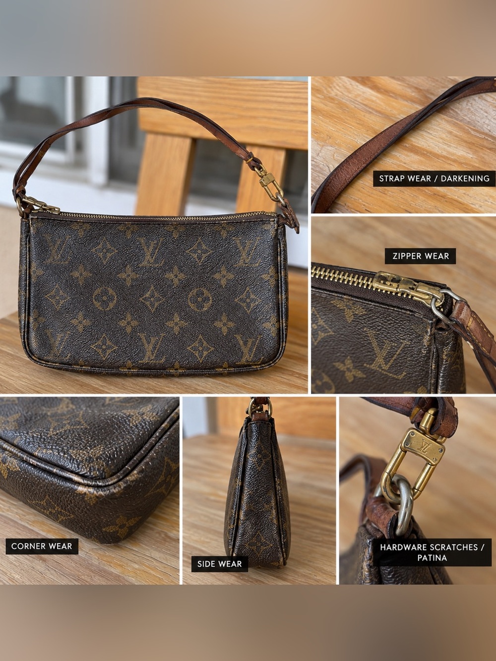 Louis Vuitton Monogram Canvas Mini Pochette in Brown